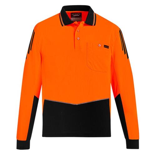 Mens Hi Vis Flux Long Sleeve Polo