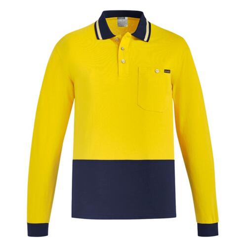 Mens Hi Vis Cotton Long Sleeve Polo