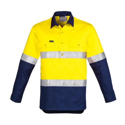 Mens Hi Vis Closed Front Long Sleeve Shirt - Hoop Taped