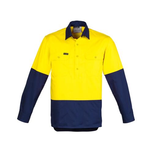 Mens Hi Vis Closed Front Long Sleeve Shirt