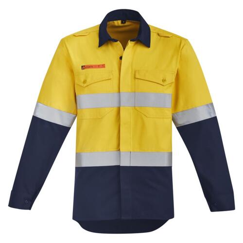 Mens Orange Flame Hi Vis  Hoop Taped Open Front Spliced Shirt