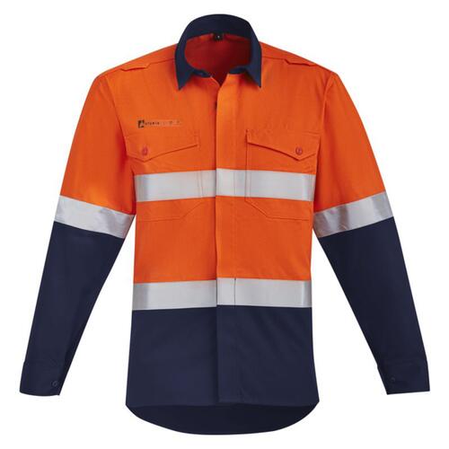 Mens Orange Flame Hi Vis  Hoop Taped Open Front Spliced Shirt