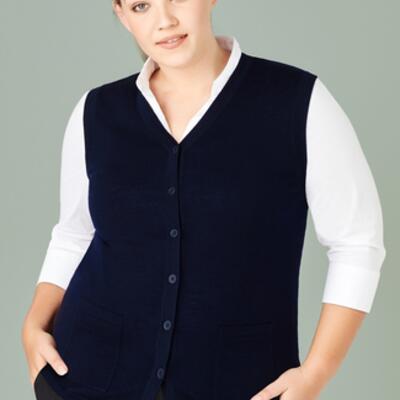 Womens Button Front Knit Vest Thumbnail