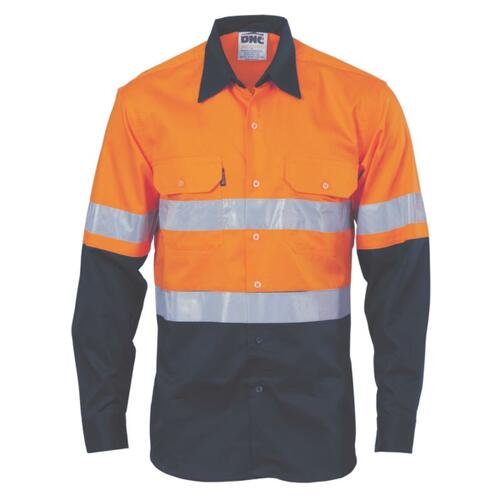 Mens HiVis Vertical Vented Cotton Shirt with Generic R/Tape