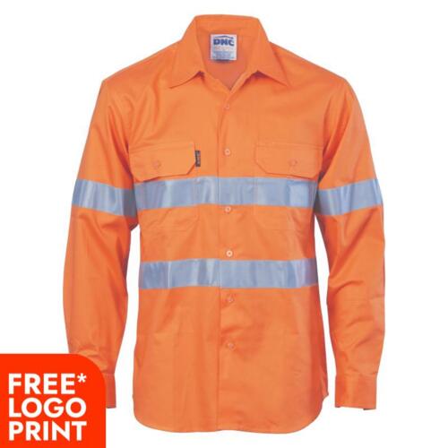 Mens HiVis Vertical Vented Cotton Shirt with Generic R/Tape Thumbnail