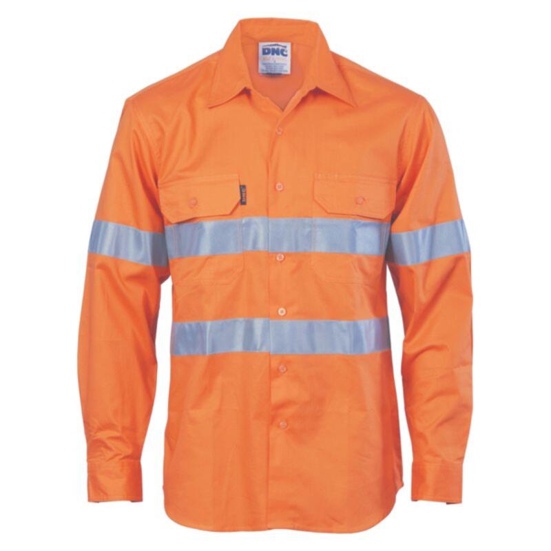 Mens HiVis Vertical Vented Cotton Shirt with Generic R/Tape Thumbnail