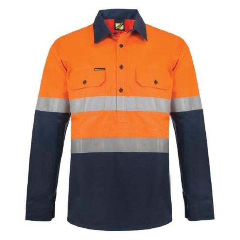 Mens Lightweight Half Placket Vented Cotton Drill Shirt With Semi Gusset Sleeve Thumbnail