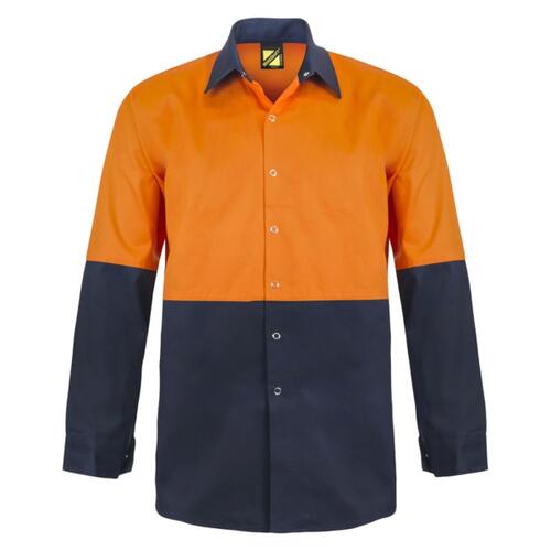 Mens Long Sleeve Two Tone Hi Vis Shirt With Studs