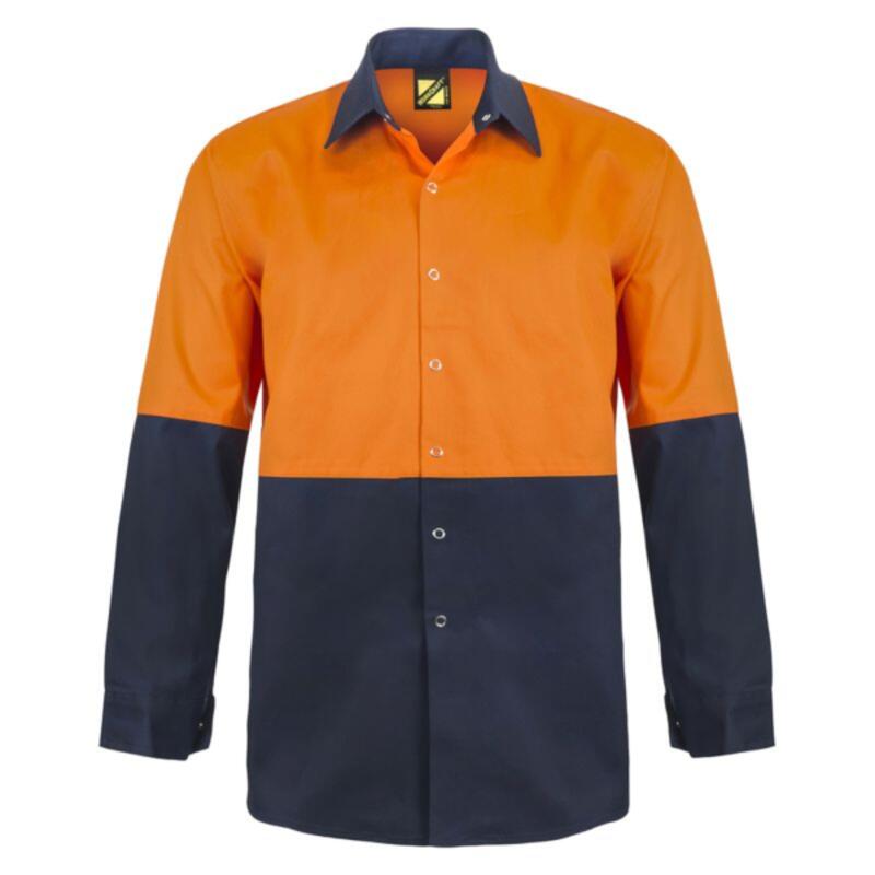 Mens Long Sleeve Two Tone Hi Vis Shirt With Studs Thumbnail