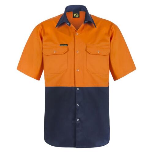 Mens Two Tone Hi Vis Short Sleeve Shirt With Stud