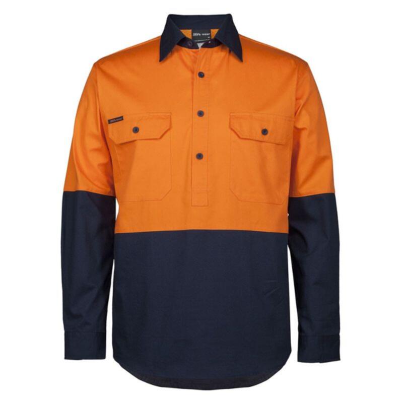 Mens Hi Vis Close Front Long Sleeve 150G Work Shirt Thumbnail