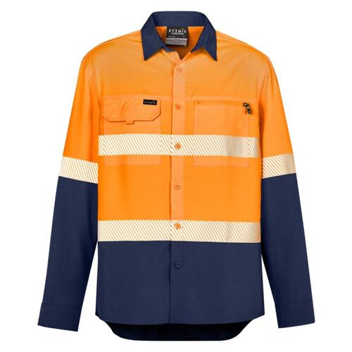 Mens Hi Vis Outdoor Segmented Tape Long Sleeve Shirt