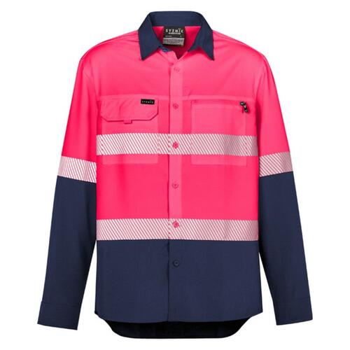 Mens Hi Vis Outdoor Segmented Tape Long Sleeve Shirt