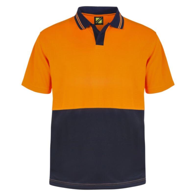 Mens Hi Vis Two Tone Food Industry Short Sleeve Micromesh Polo With No Pocket Or Buttons Thumbnail