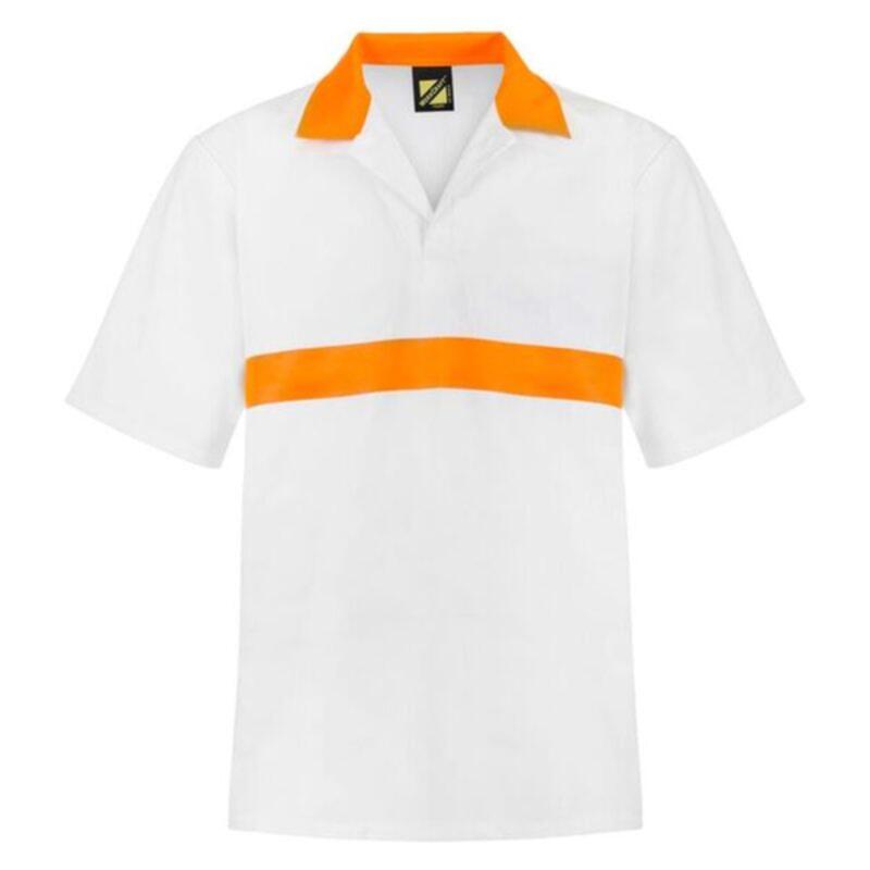 Unisex Food Industry Jac Shirt With Contrast Collar And Chestband - Short Sleeve Thumbnail