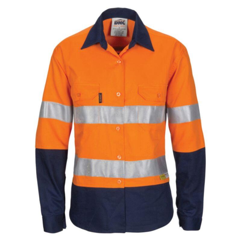 Womens HiVis 3 Way Cool-Breeze Cotton Long Sleeve Shirt with Gusset Sleeve, 3M R/Tape Thumbnail