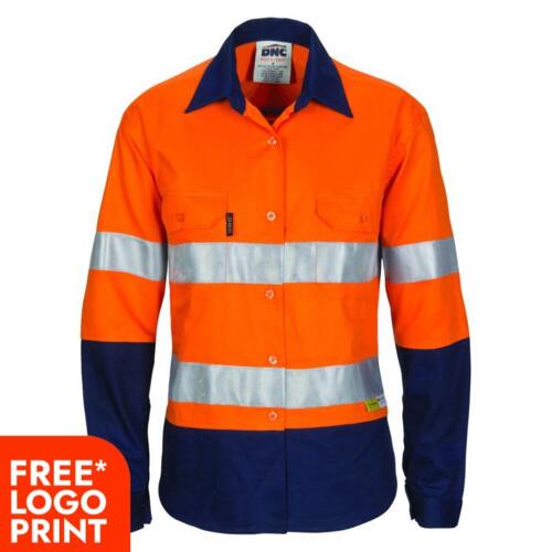 Womens HiVis Two Tone Cool-Breeze Cotton Shirt with 3M R/Tape Long Sleeve Thumbnail