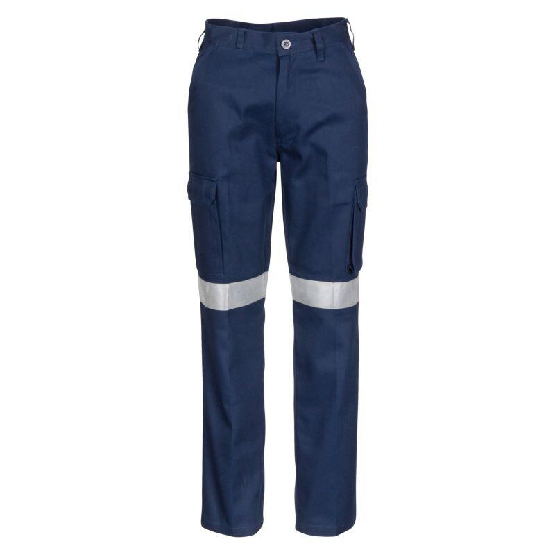 Womens Cotton Drill Cargo Pants with 3M Reflective Tape Thumbnail
