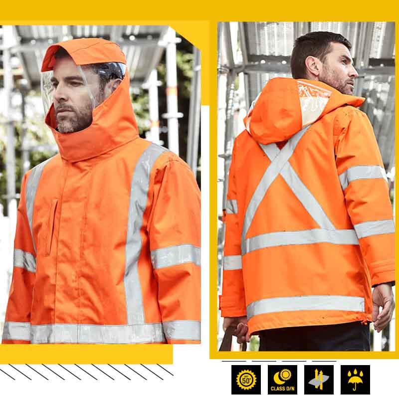 Mens Hi Vis X Back Taped 4 in 1 Waterproof Jacket Thumbnail